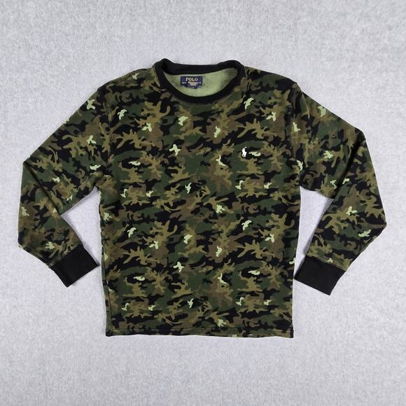 Polo Ralph Lauren Shirt Size Large Camo Thermal Long Sleeve Crewneck Pullover - Picture 3 of 15